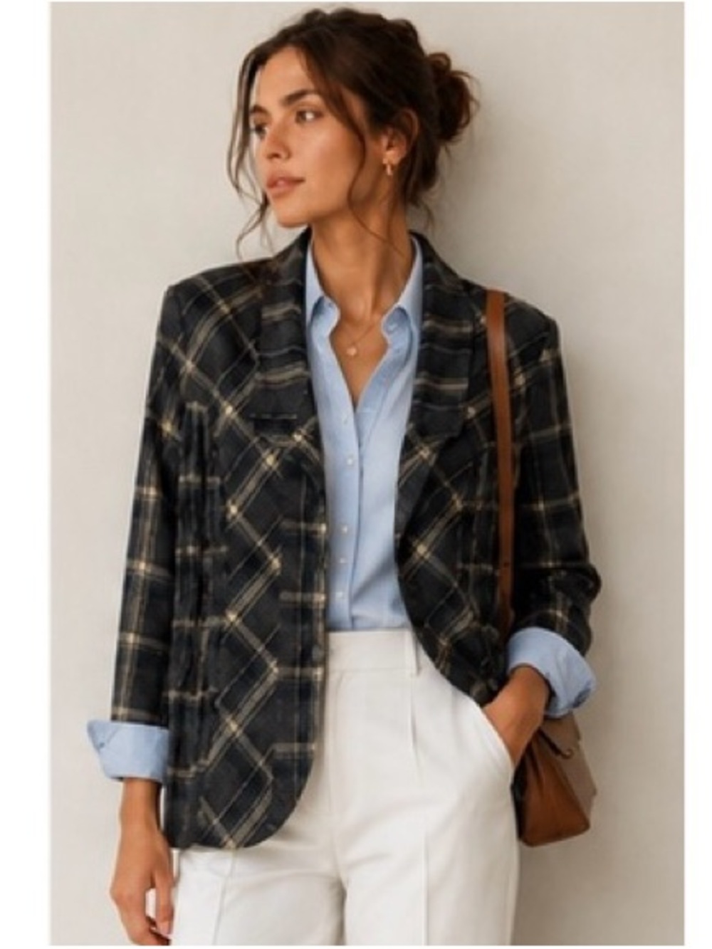 Soft Surroundings Wool-Blend Plaid Riding Jacket Blazer XL